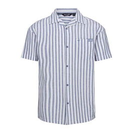 Regatta Mens Shorebay Short Sleeve Shirt Blue White Stripe