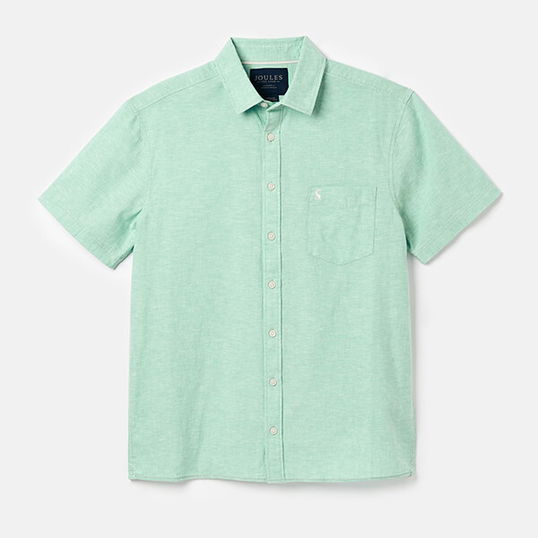 Joules Mens Green Short Sleeve Linen Shirt