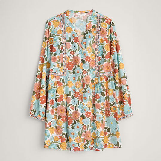 Seasalt Dragonfly Tunic Flowering Blooms Chalk