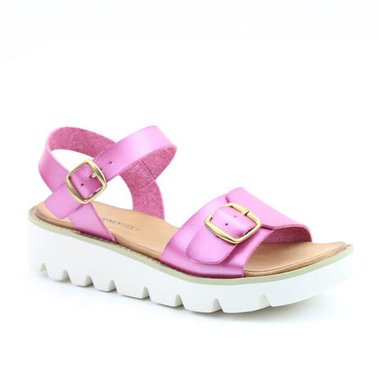 Heavenly Feet Pink Metallic Trudy Sandals