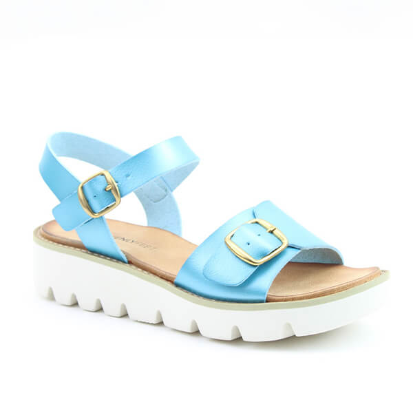 Heavenly Feet Turquoise Metallic Trudy Sandals