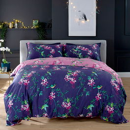 Deyongs Bird Garden Double Duvet Set Plum