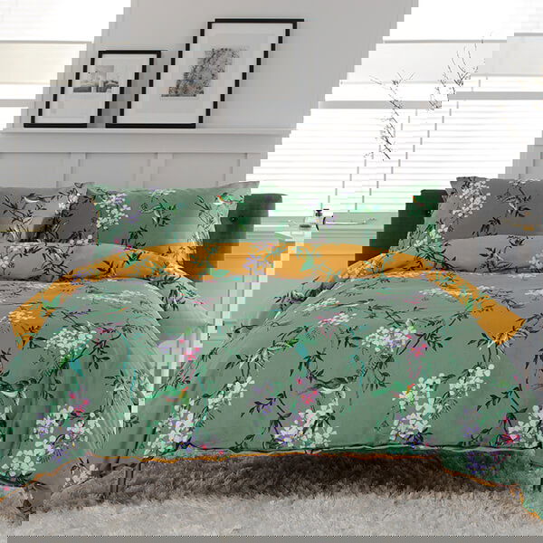 Deyongs Bird Garden Superking Duvet Set Sage and Gold