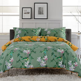 Deyongs Bird Garden Superking Duvet Set Sage and Gold