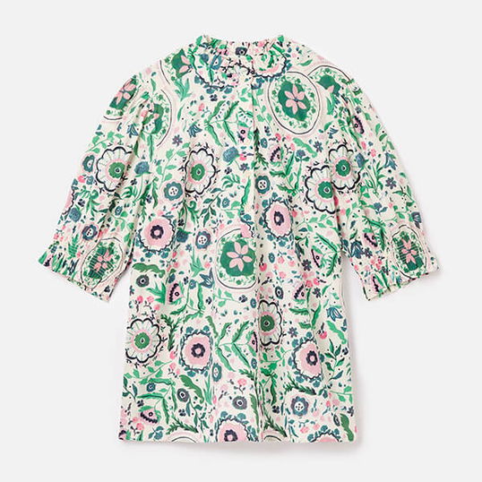 Joules Cream Floral Elle Frill Blouse