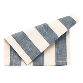 Walton & Co Flint Blue Wide Stripe Set of 4 Napkins