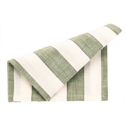 Walton & Co Olive Wide Stripe Set of 4 Napkins