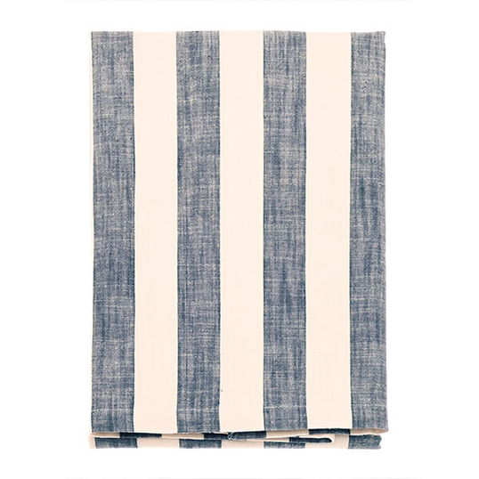 Walton & Co Flint Blue Wide Stripe Tablecloth 150x300cm
