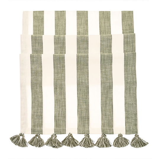 Walton & Co Olive Wide Stripe Table Runner 40x180cm