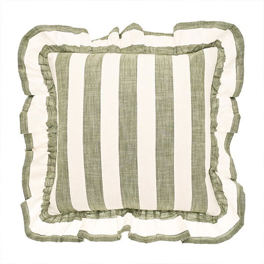 Walton & Co Olive Wide Stripe Poly Filled Cushion