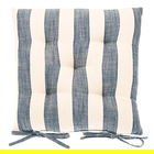 Walton & Co Flint Blue Wide Stripe Seat Pad with Ties