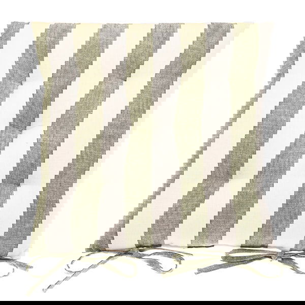 Walton & Co Olive Wide Stripe Seat Pad with Ties