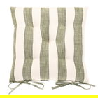 Walton & Co Olive Wide Stripe Seat Pad with Ties