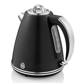 Swan Retro Black 1.5L Kettle, 2 Slice Toaster & 20L Digital Microwave Set