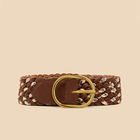 White Stuff Leather Weave Belt Tan Multi