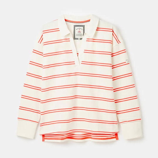 Joules Coral Stripe Bayside Sweatshirt