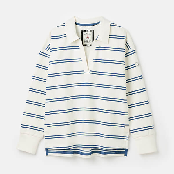 Joules Navy Creme Stripe Bayside Sweatshirt