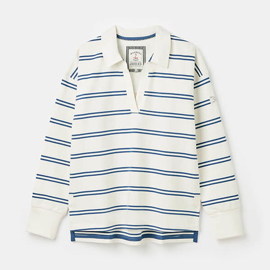 Joules Navy Creme Stripe Bayside Sweatshirt