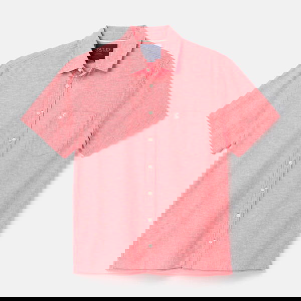 Joules Mens Deep Rose Short Sleeve Linen Shirt