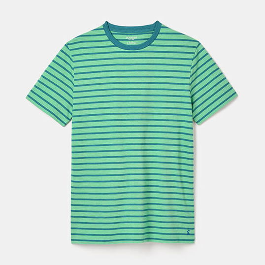 Joules Mens Green Blue Stripe Boathouse Stripe T-Shirt