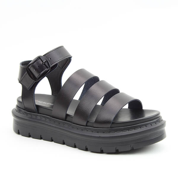 Heavenly Feet Black Saffron Chunky Sandals