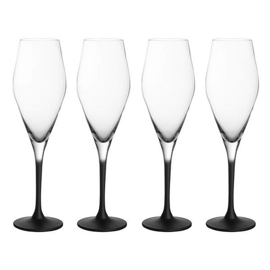 Villeroy & Boch Manufacture Rock Noire Set of 4 Champagne Flutes
