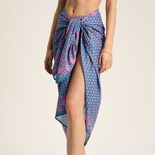 Joules Blue Pink Foulade Thornham Sarong Scarf