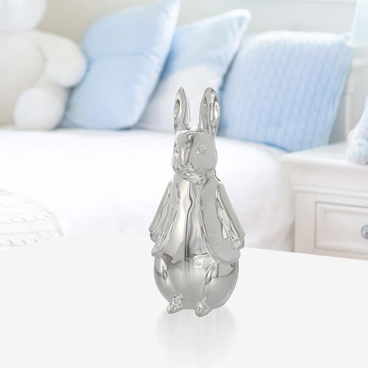Beatrix Potter Silver Plated Peter Rabbit Sculpted Money Bank
