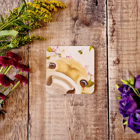Lucy`s Farm Blossom Moo Melamine Coaster