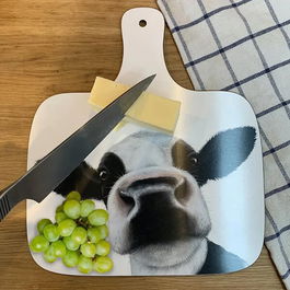 Lucy's Farm Silly Friesian Moo Cow Design Large Chopping Board