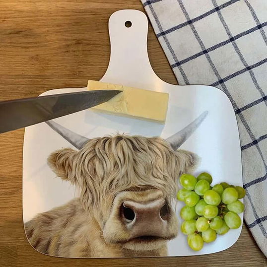 Lucy`s Farm Hairy Moo Cow Design Large Chopping Board