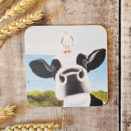 Lucy's Farm Moo Selfie at Swanage II Melamine Coaster
