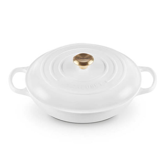 Le Creuset Signature White Cast Iron 30cm Shallow Casserole
