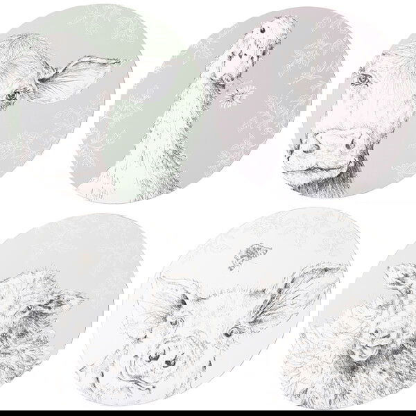 English Tableware Company Fieldview Farm Set of 4 Round Placemats