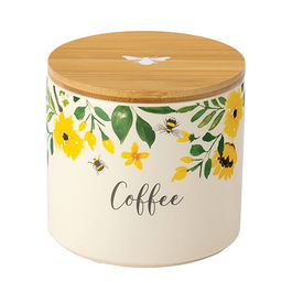 English Tableware Company Bee Beautiful Coffee Canister with Bamboo Lid