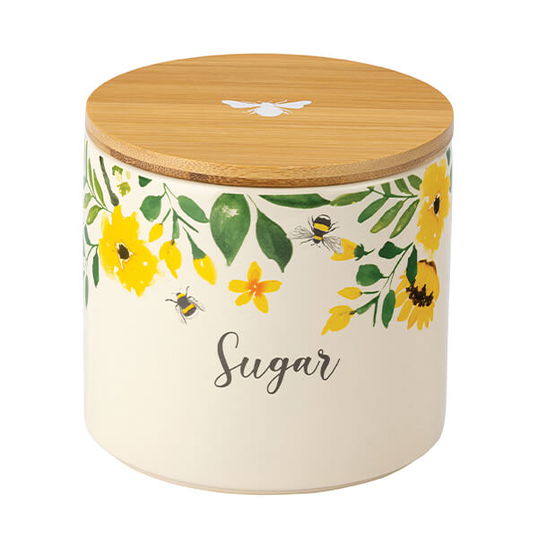 English Tableware Company Bee Beautiful Sugar Canister with Bamboo Lid