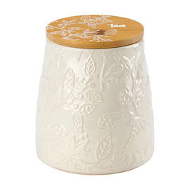 English Tableware Company Fieldview Farm Embossed Tea Storage Canister with Bamboo Lid