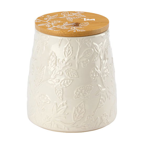 English Tableware Company Fieldview Farm Embossed Tea Storage Canister with Bamboo Lid