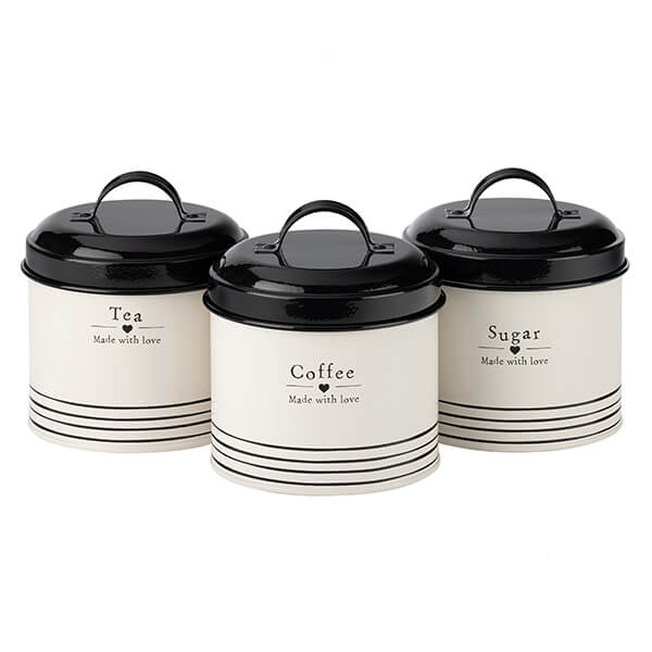 Made With Love Set of 3 Tea, Coffee & Sugar Tins
