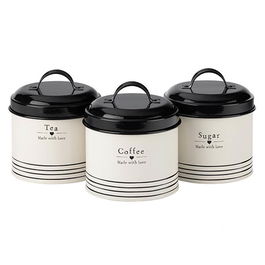 Made With Love Set of 3 Tea, Coffee & Sugar Tins