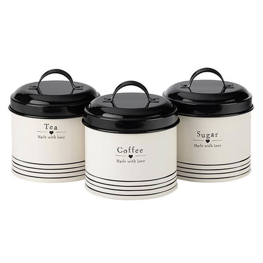 Made With Love Set of 3 Tea, Coffee & Sugar Tins