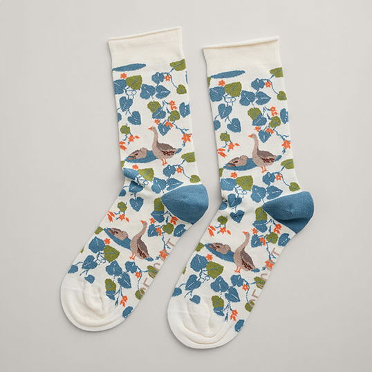 Seasalt Womens Bamboo Arty Socks Leafy Shade Chalk Size 4-7