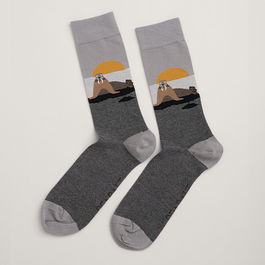 Seasalt Mens Arty Socks Zoze Point Seal Grey Size 8-12