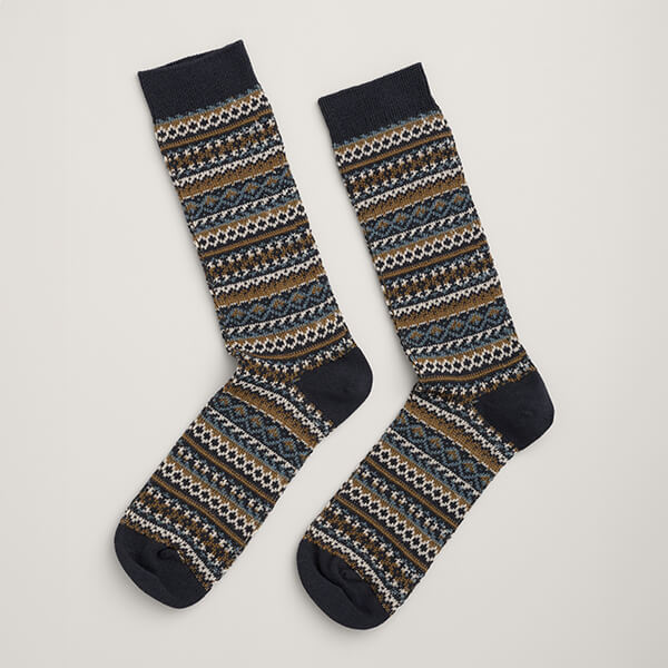 Seasalt Mens Bloomin Good Socks Fair Isle Longstone Maritime Size 8-12