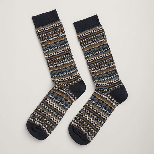 Seasalt Mens Bloomin Good Socks Fair Isle Longstone Maritime Size 8-12