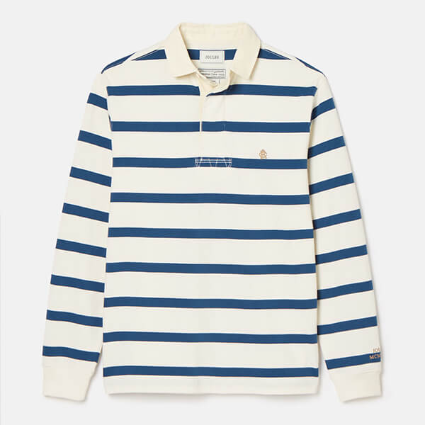 Joules Mens Cream Blue Stripe Onside Rugby Shirt