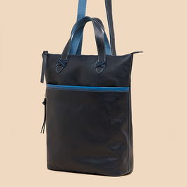 White Stuff Leather Convertible Backpack Dark Navy