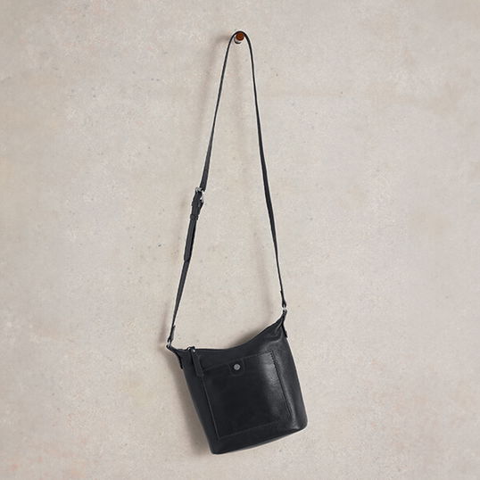 White Stuff Mini Fern Leather Crossbody Dark Navy