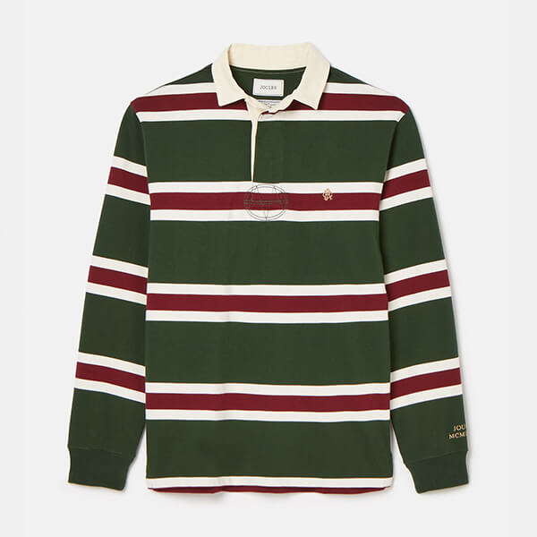 Joules Mens Red Green Stripe Onside Rugby Shirt