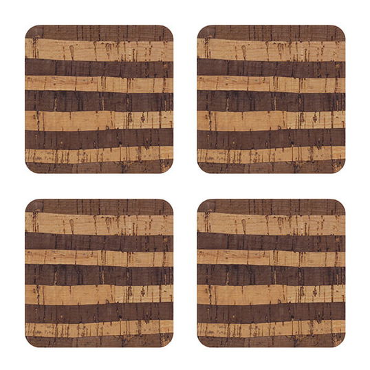 iStyle Tiger Set of 4 Cork Veneer Coasters